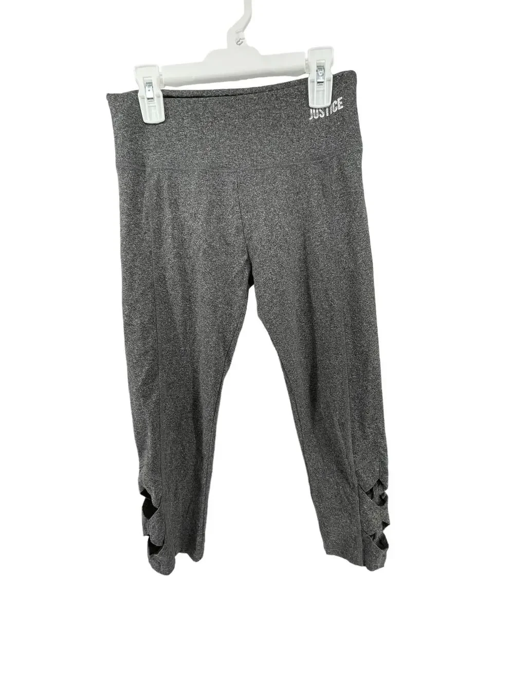 Justice Active Girls Gray Strappy Cropped Leggings Youth Size 14/16